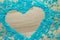 Heart frame of blue confetti - background,copy space