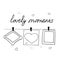 Heart and frame hang on clothespins on a thread and lettering lovely moments sketch hand drawn doodle. template poster, card,