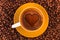 Heart on fresh espresso with a beautiful crema