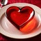 Heart friendly diet, with red heart on a dining plate