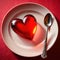 Heart friendly diet, with red heart on a dining plate