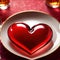 Heart friendly diet, with red heart on a dining plate