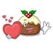 With heart fruit cake mascot cartoon