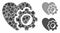 Heart gear Mosaic Icon of Tuberous Elements