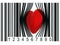 Heart that gets out from a bar code