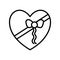 Heart gift with bowtie line style icon vector design