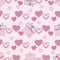 Heart. Gift. Valentines Day. Festive gift. Greeting background, pattern with hearts and gifts