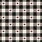 Heart gingham plaid pattern for Valentine`s Day design. Seamless black, red, off white vichy tartan check for dress, skirt, jacket