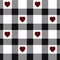 Heart gingham seamless pattern, black , red