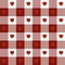 Heart gingham seamless pattern, red , white