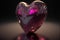 Heart of glass in color 2023 year Viva Magenta, Valentine& x27;s Day concept created with generative AI technology