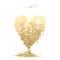 Heart of gold. Love. Best Wishes. Golden background