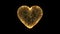 heart of golden glitter wire mesh on black background rotating