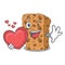 With heart granola bar mascot cartoon