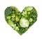 Heart of green fruits and vegetables