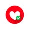 Heart and green tick vector icon