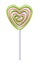 Heart gren and pink lollipop candy vector illustration.