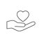 Heart and hand line icon. Voluntary symbol. Vector isolated