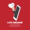 Heart In Hand From Smartphone Love Message Concept