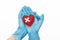 Heart in the hands of a doctor, the concept of donors and first aid, cardiology