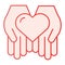Heart in hands flat icon. Love in arms pink icons in trendy flat style. Care gradient style design, designed for web and