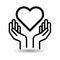 Heart in hands icon