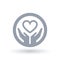 Heart with hands icon. Charity love symbol.