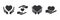 Heart with hands icons set. Assistance and support black silhouette symbols collection.