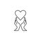 Heart with hands line icon, healtcare sign