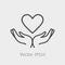 Heart in hands symbol line icon. Logo template for charity and donation, voluntary and non profit organization.