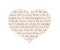 Heart with handwritten text I love you in mixed languages english, french, german, spanish, polish, others . Vintage