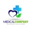 Heart health care medical cross nature leaves logo icon on white background