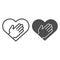 Heart and helping hand line and solid icon. Human palm inside heart shape symbol, outline style pictogram on white