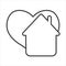 Heart with a home shape in the form of a logo or icon. Remarkable icons show stay home or stay safe messages
