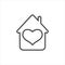 Heart with a home shape in the form of a logo or icon. Remarkable icons show stay home or stay safe messages