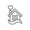 Heart with home vector icon. House with heart illustration sign. beloved home symbol.