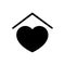 Heart with home vector icon. House with heart illustration sign. beloved home symbol.