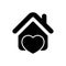Heart with home vector icon. House with heart illustration sign. beloved home symbol.