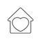 Heart with home vector icon. House with heart illustration sign. beloved home symbol.