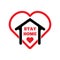 Heart with house and text Stay Home. Isolated icon, logo, sign. Vector illustration.