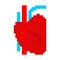 Heart human pixel art. Organ of man 8 bit. Vector illustration