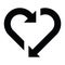 Heart icon with arrows, love symbol, hearth with repeat arrow