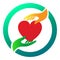 Heart icon with caring hands love healthcare wellness wellbeing helping concept.