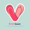 Heart icon in flat design. Love symbol. Valentine`s Day sign. Logo on blue background with shadow.