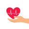 Heart icon. Health care hands holding heart flat icon for apps and website.