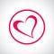 Heart icon. Pink flat symbol in a circle.