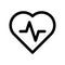 Heart icon with pulse line. Symbol of healthy lifestyle and love. Outline modern design element. Simple black flat