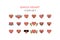 heart icon set outline color. Heart emoticon colorful with love tear laugh smile cool kiss sleep thumbs up thumbs