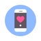 Heart Icon On Smart Phone Message On Blue Round Background Isolated