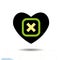 Heart icon. A symbol of love. Valentine day with the sign of the green delete, close, cancel. Flat style for graphic and web desig